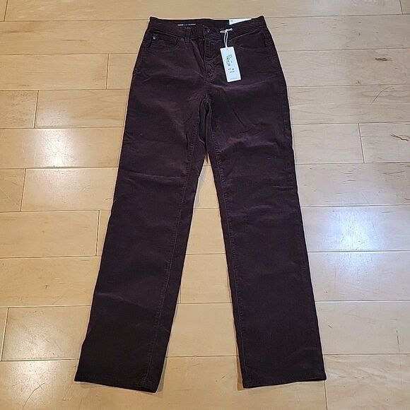 NWT AG Denim Brinley Mid Rise Straight Corduroy Jeans Chocolate Brown Size 26 - Picture 4 of 12